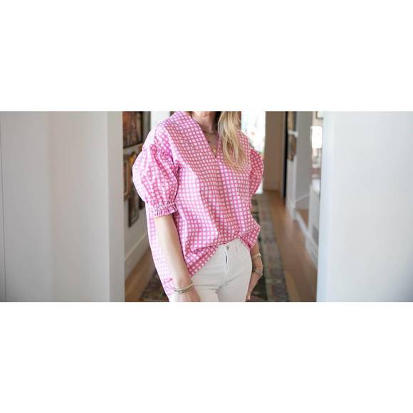 NEW BROOKE WRIGHT puff tunic top in pink - Picture 2 of 3